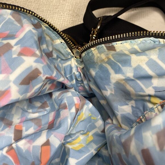 Anthropologie DL + ACTIV Bag Black Gold Zippers Shoulder Crossbody Gym Workout - Picture 11 of 15